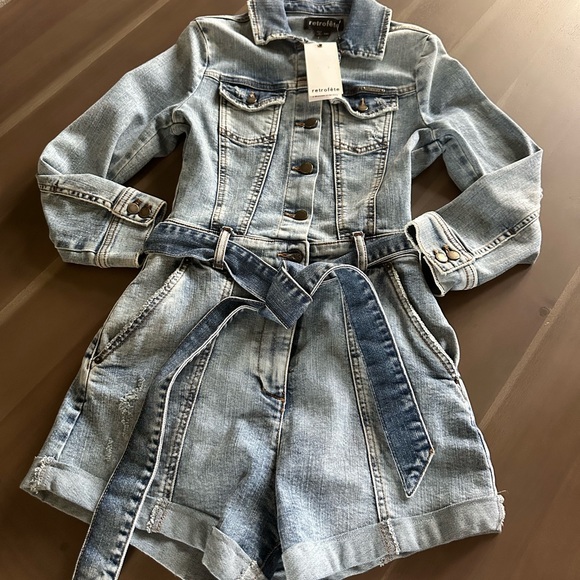 Retrofete Light Blue Denim Jumpsuit